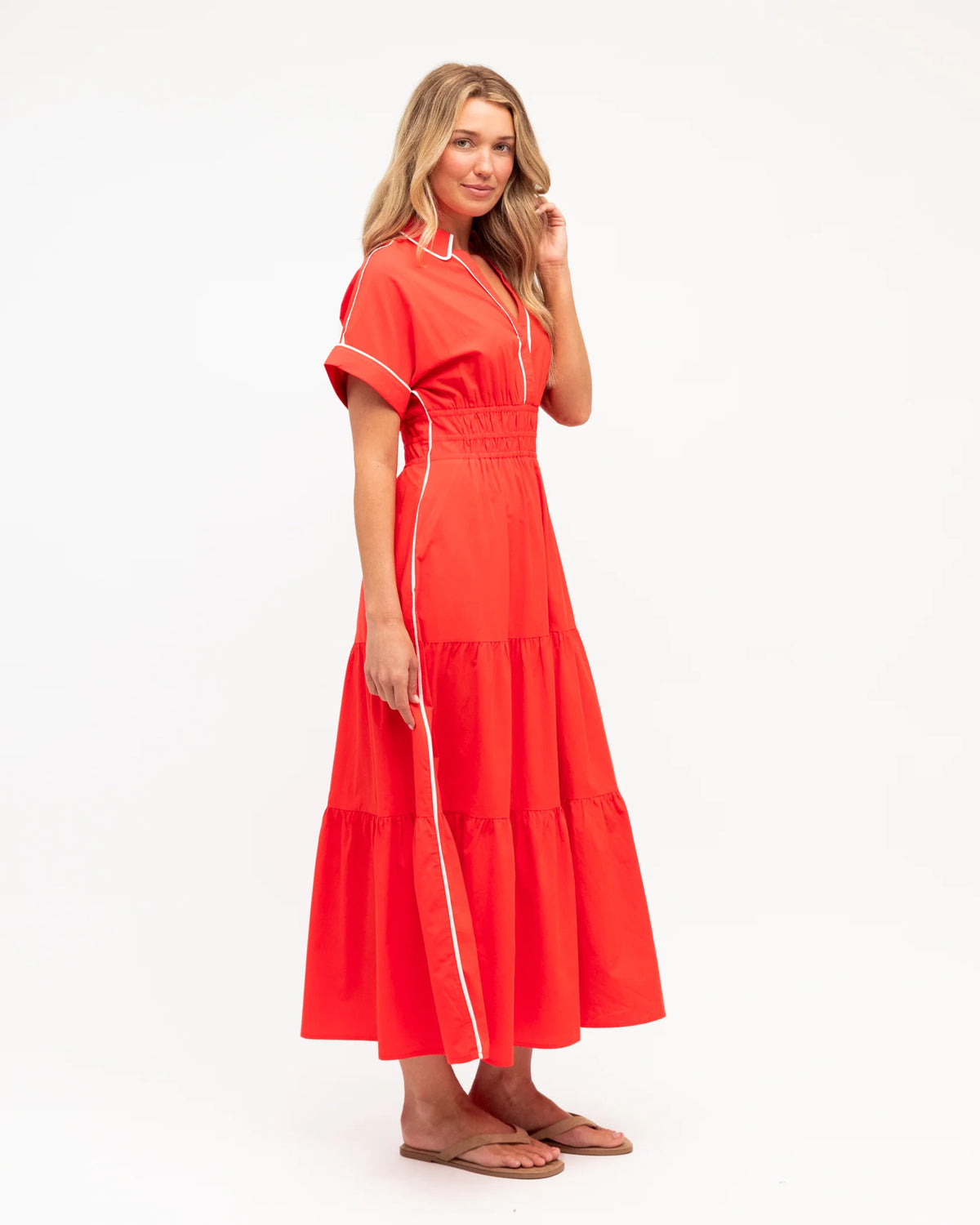 LABEL OF LOVE – Contrast Tipped Midi Dress - Orange