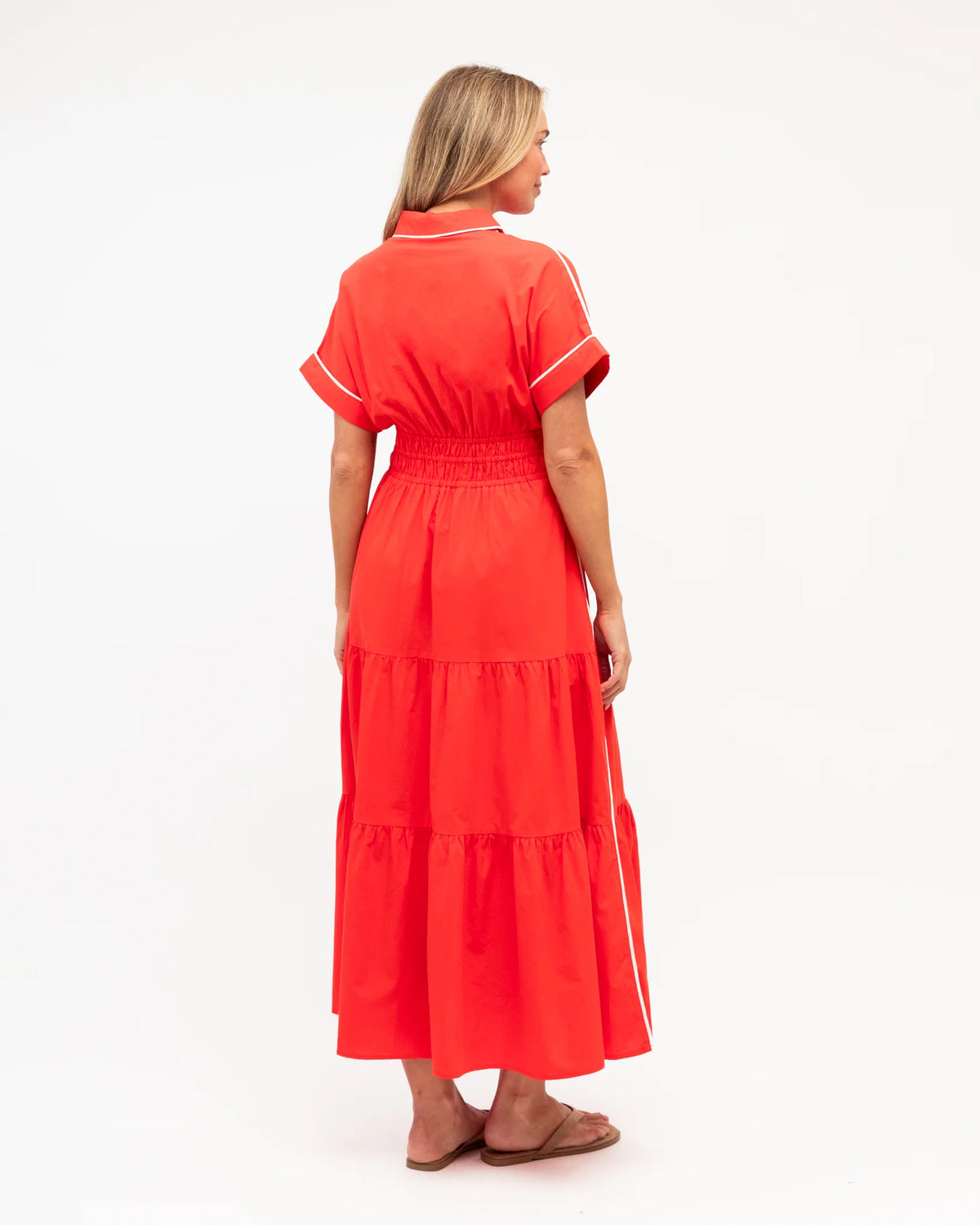 LABEL OF LOVE – Contrast Tipped Midi Dress - Orange