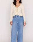 MINK PINK - Miracle Ruffled Cardigan - Ecru