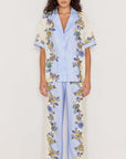 MINK PINK - Lucia Pants.  Blue and Cream Wide Leg Pants
