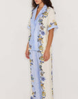 MINK PINK - Lucia Pants.  Blue and Cream Wide Leg Pants