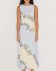 MINK PINK - Blue & Cream Floral Mesh Maxi Dress