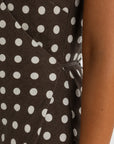 ORTC - Elise Linen Wrap Full Length Dress. Carob Polkadot