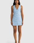 ORTC - Koda Linen Mini Dress. Powder Blue