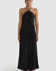 ORTC - Zia Linen Bias Cut Dress. Black