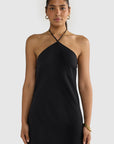 ORTC - Zia Linen Bias Cut Dress. Black