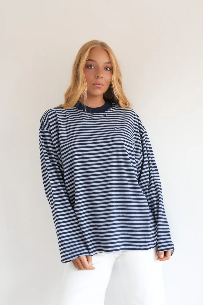 ALL ABOUT EVE - Paloma LS Stripe Tee - Nautical