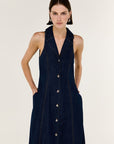 STAPLE THE LABEL - Denim Sleeveless Midi Shirt Dress