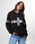 STELLA AND GEMMA - Classic Sweat Leopardess Cross.  Black