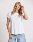 STELLA AND GEMMA - Soho Cuff Crew Tee.  White