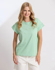 STELLA AND GEMMA - Cuff Tee.  Snifter Green