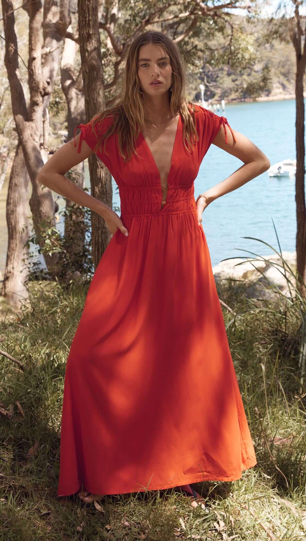 MINK PINK - Scarlett V-Neck with Bead Detail Scarlett Midi Dress