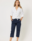 THREADZ - Santorini Cotton Pant - Navy