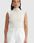 ORTC - Liv High Neck Rib Top - Bone