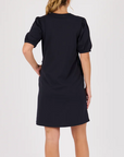 ONE TEN WILLOW - Puff Sleeve A-Line Dress - Blue Graphite