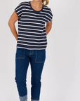 ONE TEN WILLOW - Shell Tee Round Neck - Navy/White Stripe