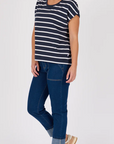 ONE TEN WILLOW - Shell Tee Round Neck - Navy/White Stripe