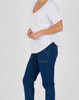 ONE TEN WILLOW - V-Neck Curve Hem Tee - Optic White