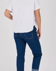 ONE TEN WILLOW - V-Neck Curve Hem Tee - Optic White