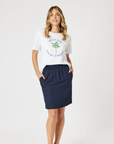 GORDON SMITH - Stitch Hem Skirt - Navy