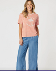 GORDON SMITH - Cote D Azur Stripe Tee - Papaya White