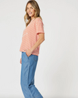 GORDON SMITH - Cote D Azur Stripe Tee - Papaya White