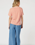 GORDON SMITH - Cote D Azur Stripe Tee - Papaya White