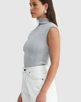 ORTC - Liv High Neck Rib Top - Grey Male