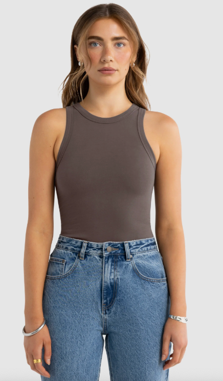 Evie Fitted Racerback Tank Espresso