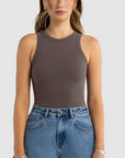 Evie Fitted Racerback Tank Espresso