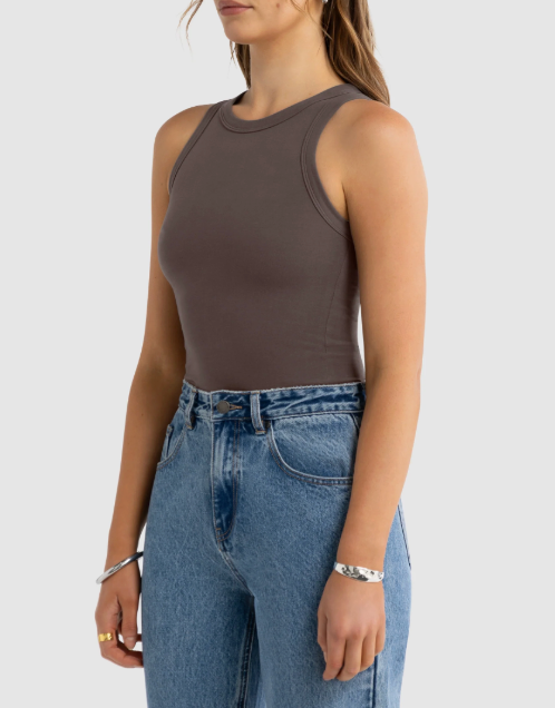 Evie Fitted Racerback Tank Espresso