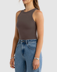Evie Fitted Racerback Tank Espresso