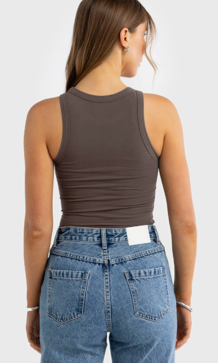 Evie Fitted Racerback Tank Espresso
