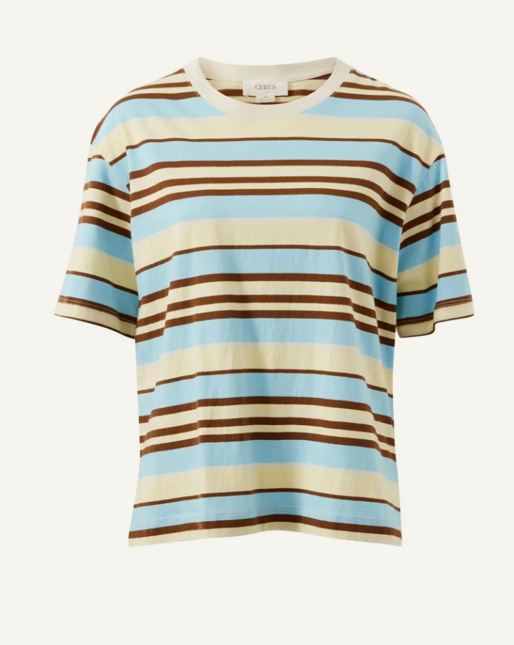 CERES Stevie Slouchy Tee - Toffee/Butter/Fresh Blue