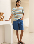 CERES Stevie Slouchy Tee - Toffee/Butter/Fresh Blue