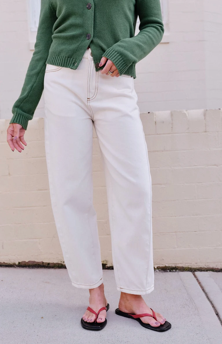 CERES Leah Tapered Barrel Jean - Fresh Ecru