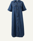 CERES Sloane Short Sleeve Midi Dress - True Indigo