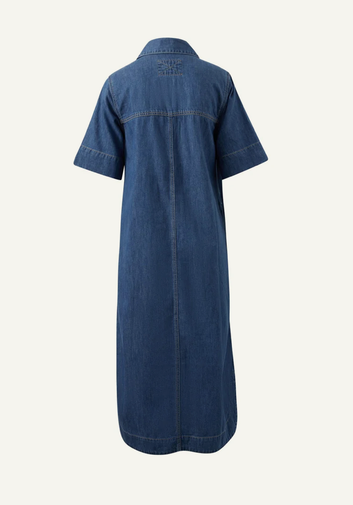 CERES Sloane Short Sleeve Midi Dress - True Indigo