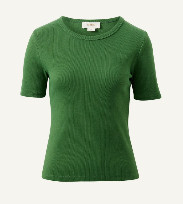 CERES Luella Rib Tee - Basil