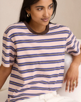 CERES Stevie Slouchy Tee - Pink/Blue/Choc Stripe