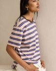 CERES Stevie Slouchy Tee - Pink/Blue/Choc Stripe