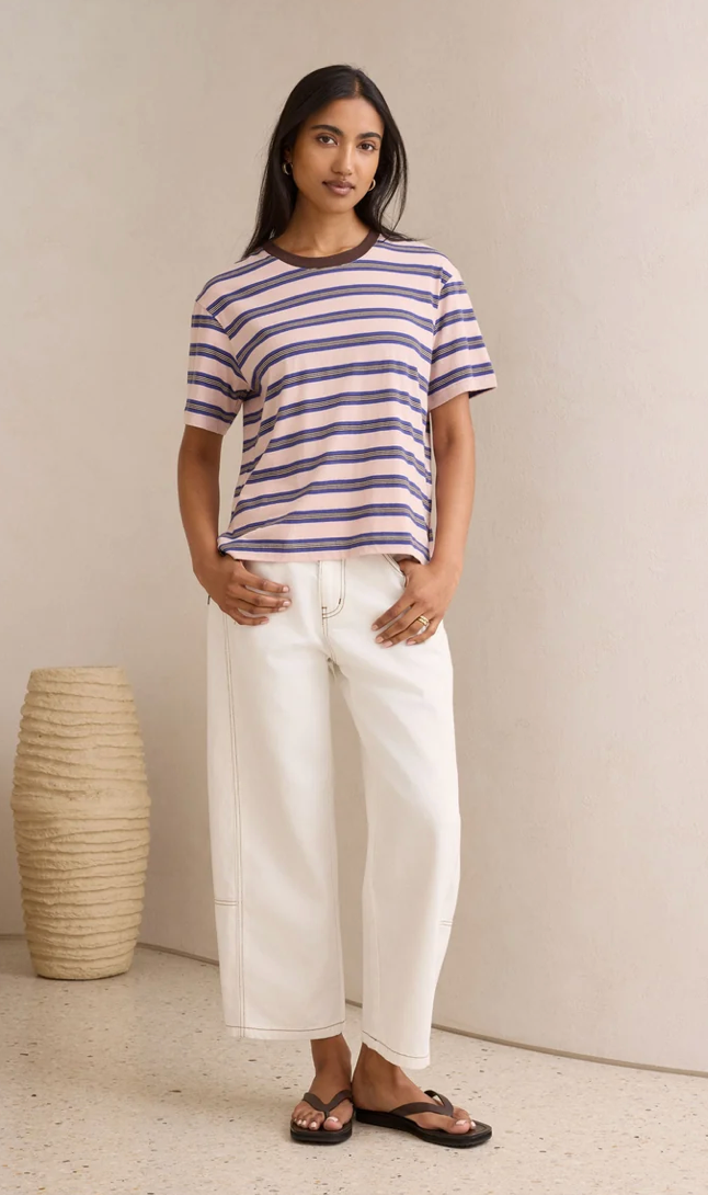 CERES Stevie Slouchy Tee - Pink/Blue/Choc Stripe