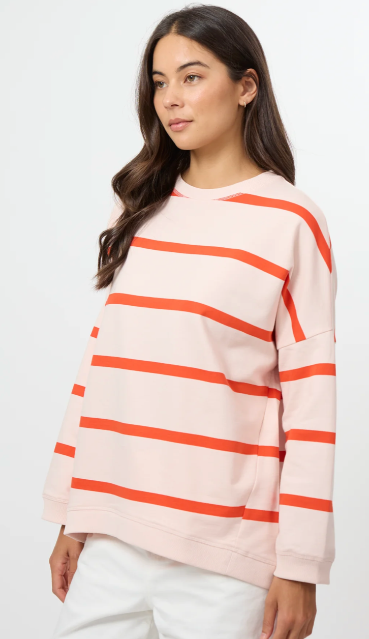 STELLA &amp; GEMMA Newport Sweatshirt Peach Fizz Stripe