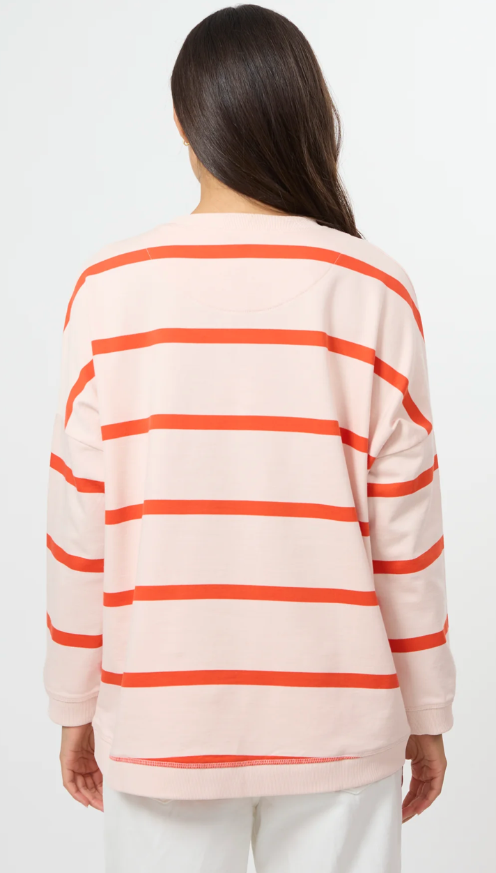 STELLA &amp; GEMMA Newport Sweatshirt Peach Fizz Stripe