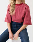 Cartel & Willow Hallie Tee - Boysenberry Stripe