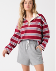 Cartel & Willow Alissa Rugby Tee - Raspberry Stripe