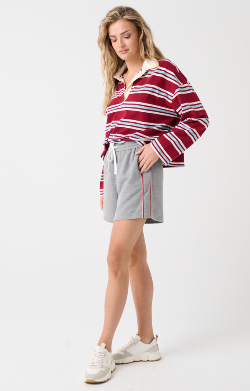 Cartel &amp; Willow Alissa Rugby Tee - Raspberry Stripe
