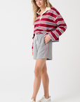 Cartel & Willow Alissa Rugby Tee - Raspberry Stripe