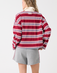 Cartel & Willow Alissa Rugby Tee - Raspberry Stripe