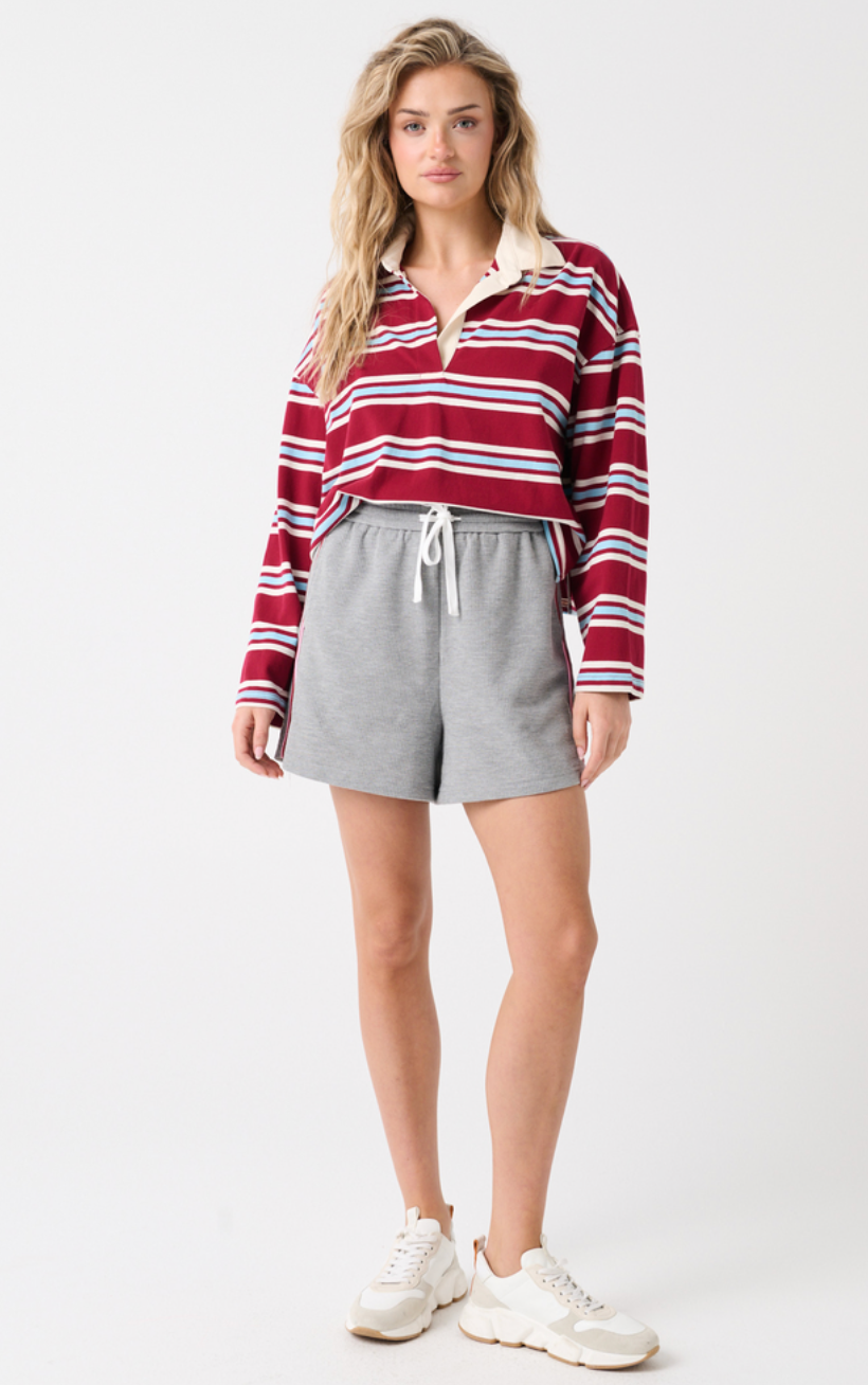 Cartel &amp; Willow Alissa Rugby Tee - Raspberry Stripe
